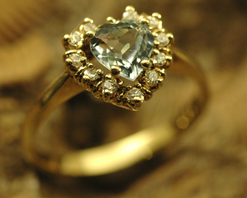 Aquamarin Ring mit Brill. 585 GG
